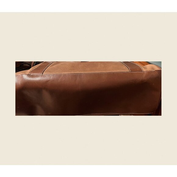 Italian Leather Shoulder Crossbody Bag 1990s –Two‑Tone Brown – Drawstring Buckle - Picture 8 of 8